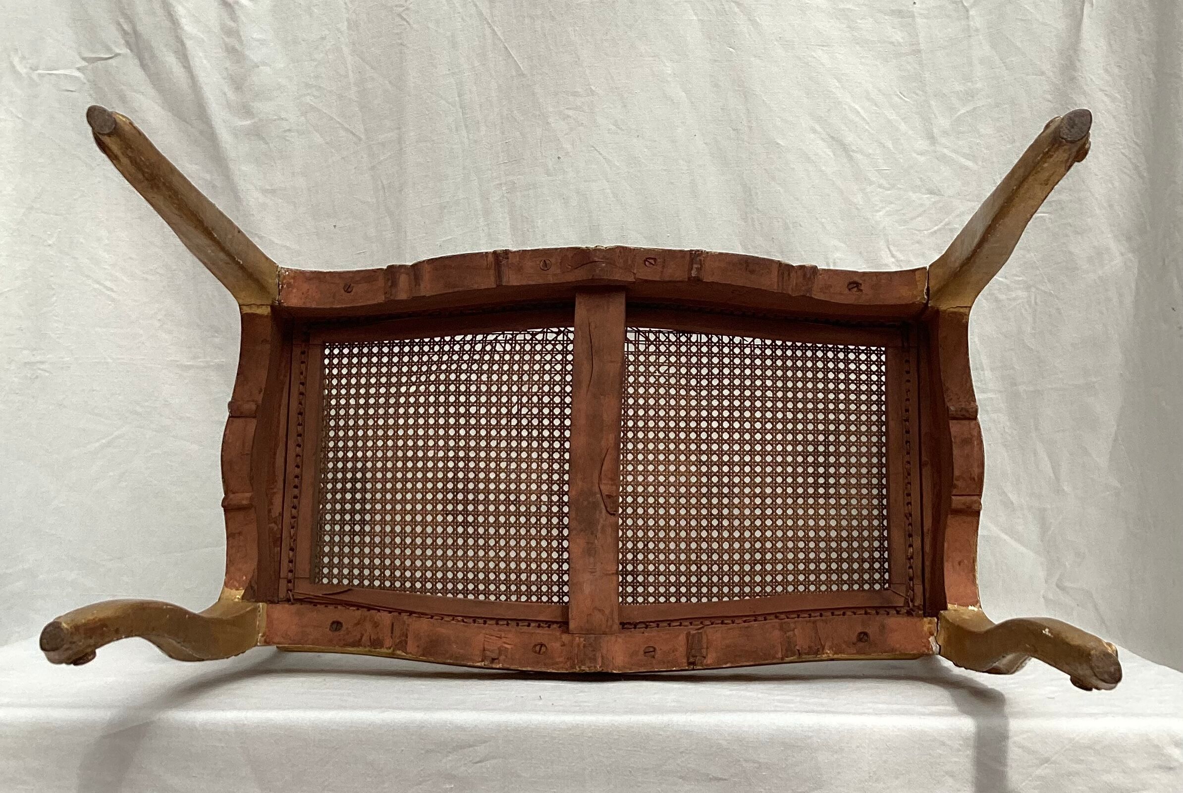 Bench in gilded wood seated in canning dimension: height -71cm- width -66cm-