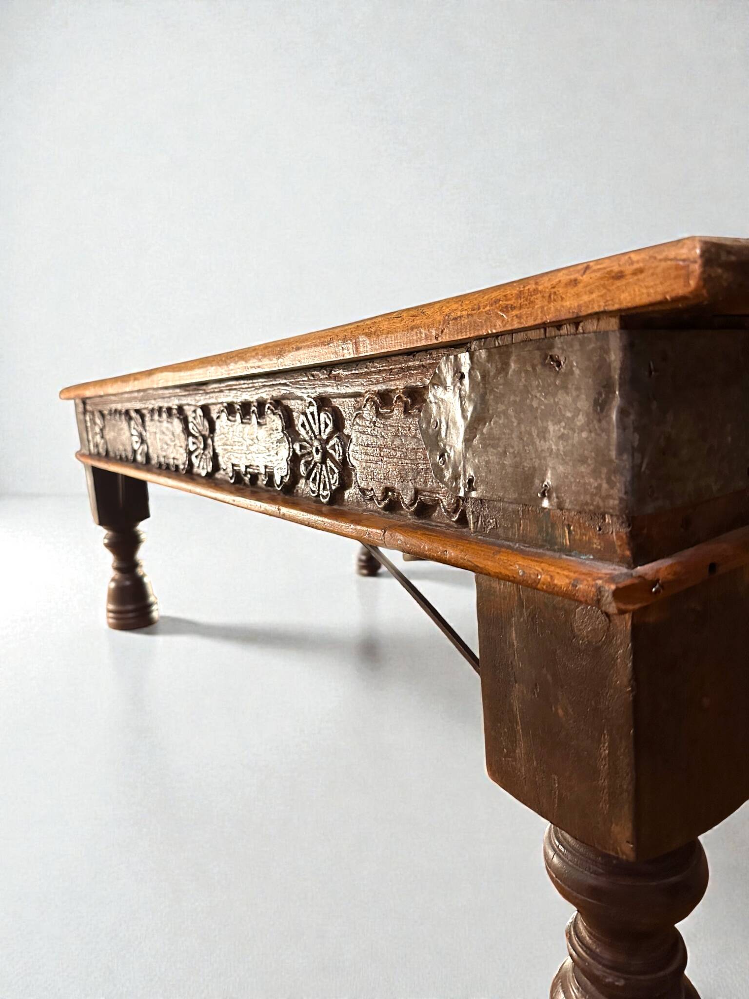 Large 19th-Century Indian Teak Low Table, Rajasthan