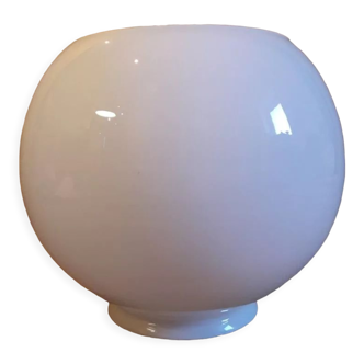Globe ouvert 20cm en verre blanc ancien pour lampe suspension