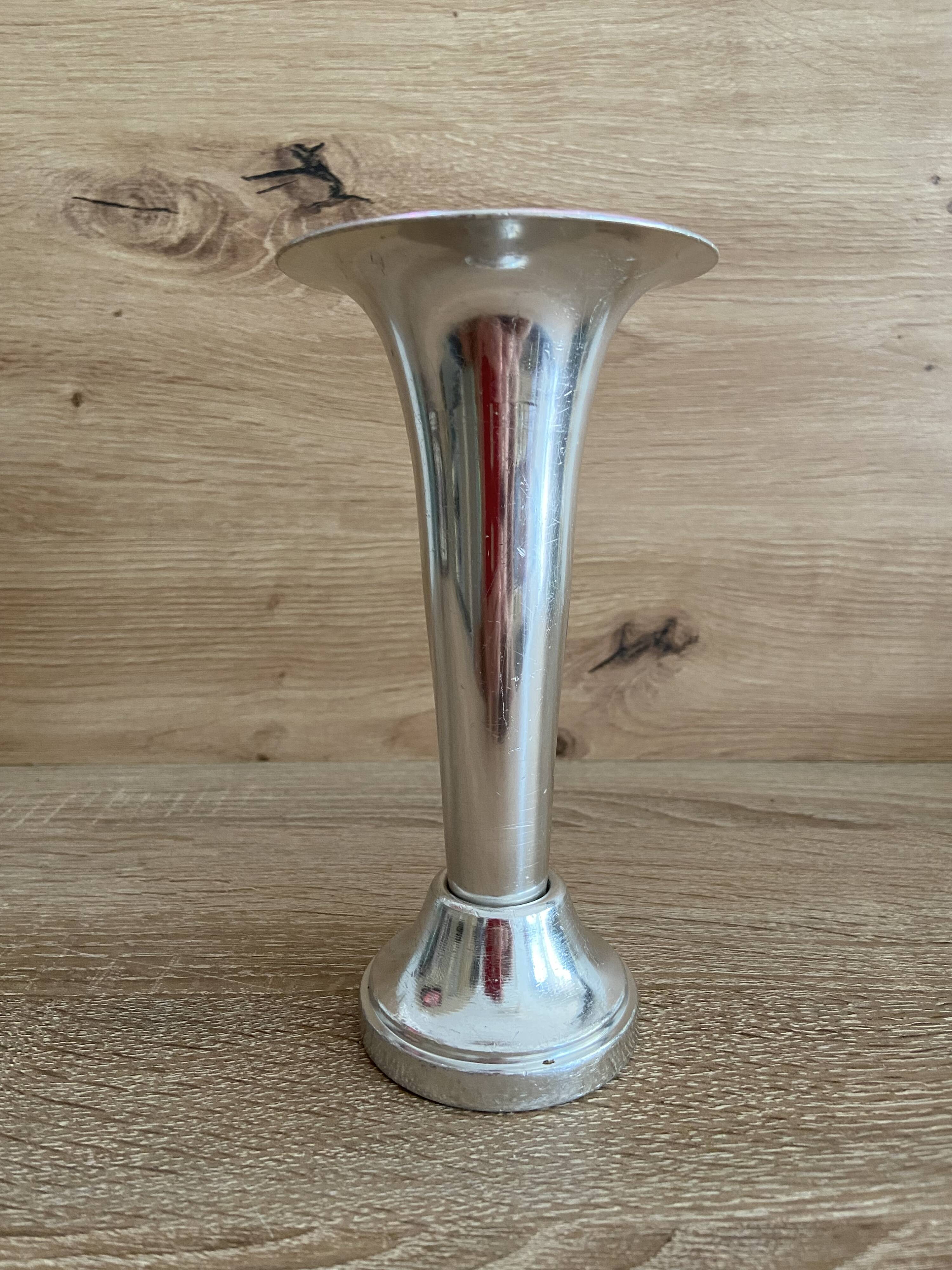 Vase cornet trumpet soliflore vintage 1970 inoxal france stainless steel