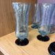 Set of 5 champagne flutes / hand-blown glass juice glasses.