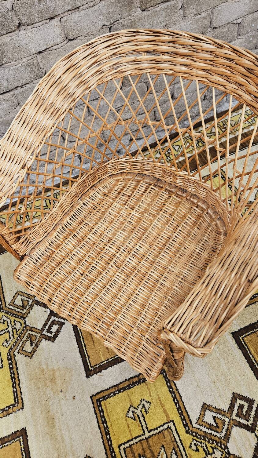 Vintage 1960s wicker rattan armchair
