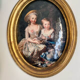 Portrait avec cadre doré ancien