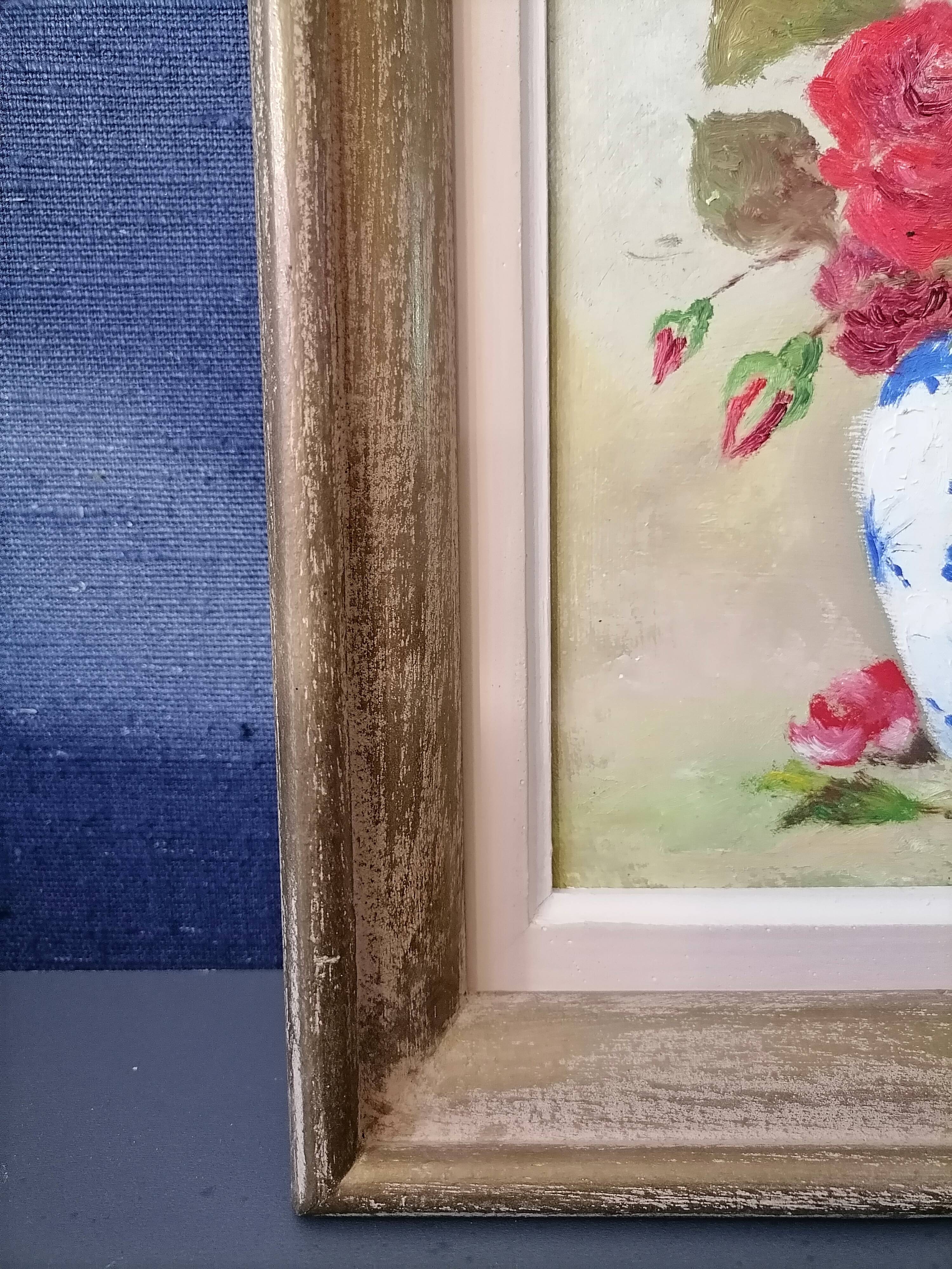 Flower bouquet painting Signed J Grundler