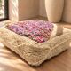 Vintage Moroccan pouf in multicoloured wool – 60 × 60 cm