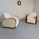 2 antique Art Deco club chairs from the 1930s, bentwood frame, bouclé fabric