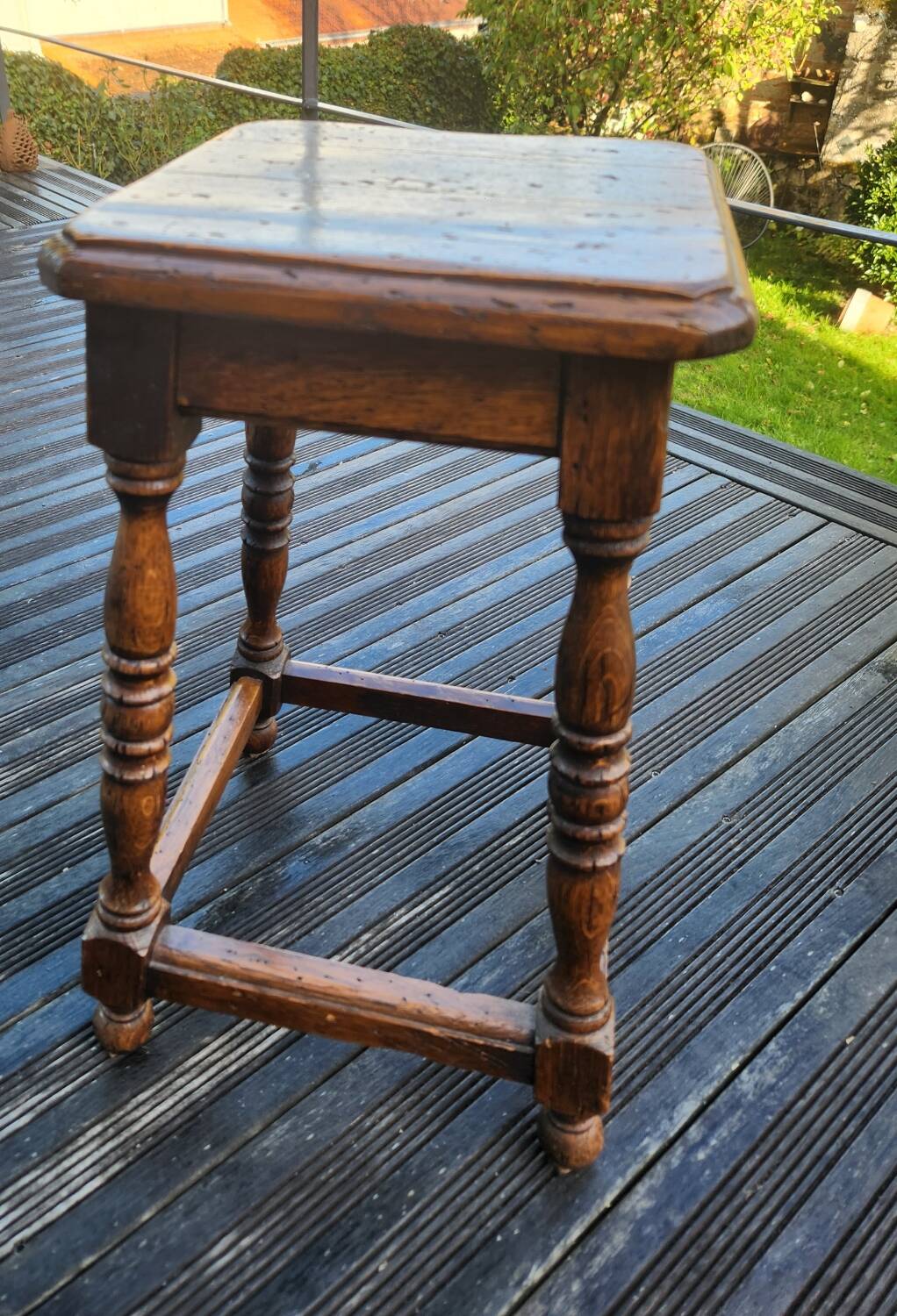 Antique solid oak stool: vintage