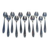 11 Fourchettes à huîtres en métal argenté APOLLO Art Déco