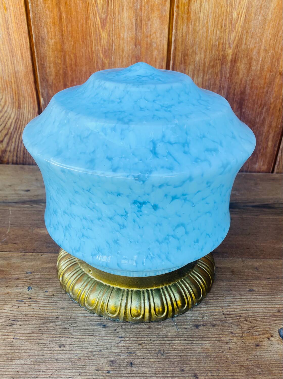 Antique Art Deco blue Clichy glass ceiling light