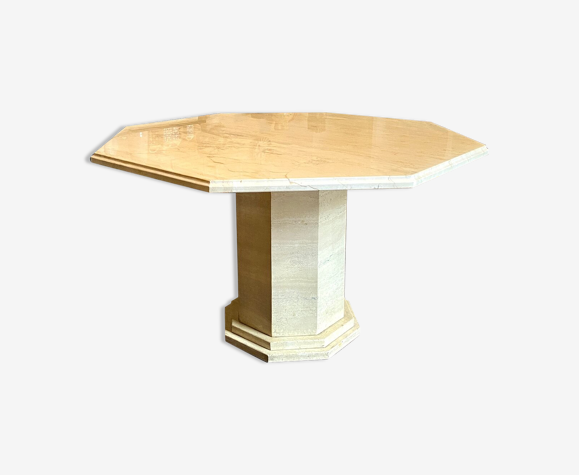 Octagonal travertine table 119.5 x 119.5 cm
