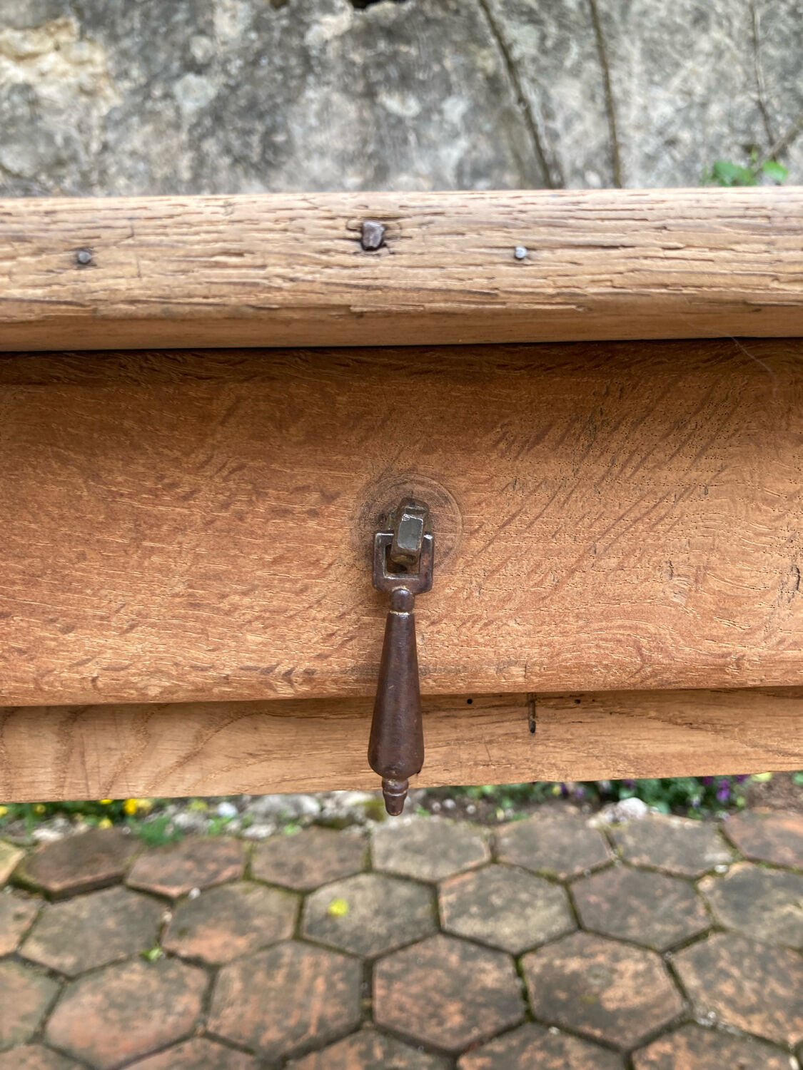 Old farmhouse table made of solid wood