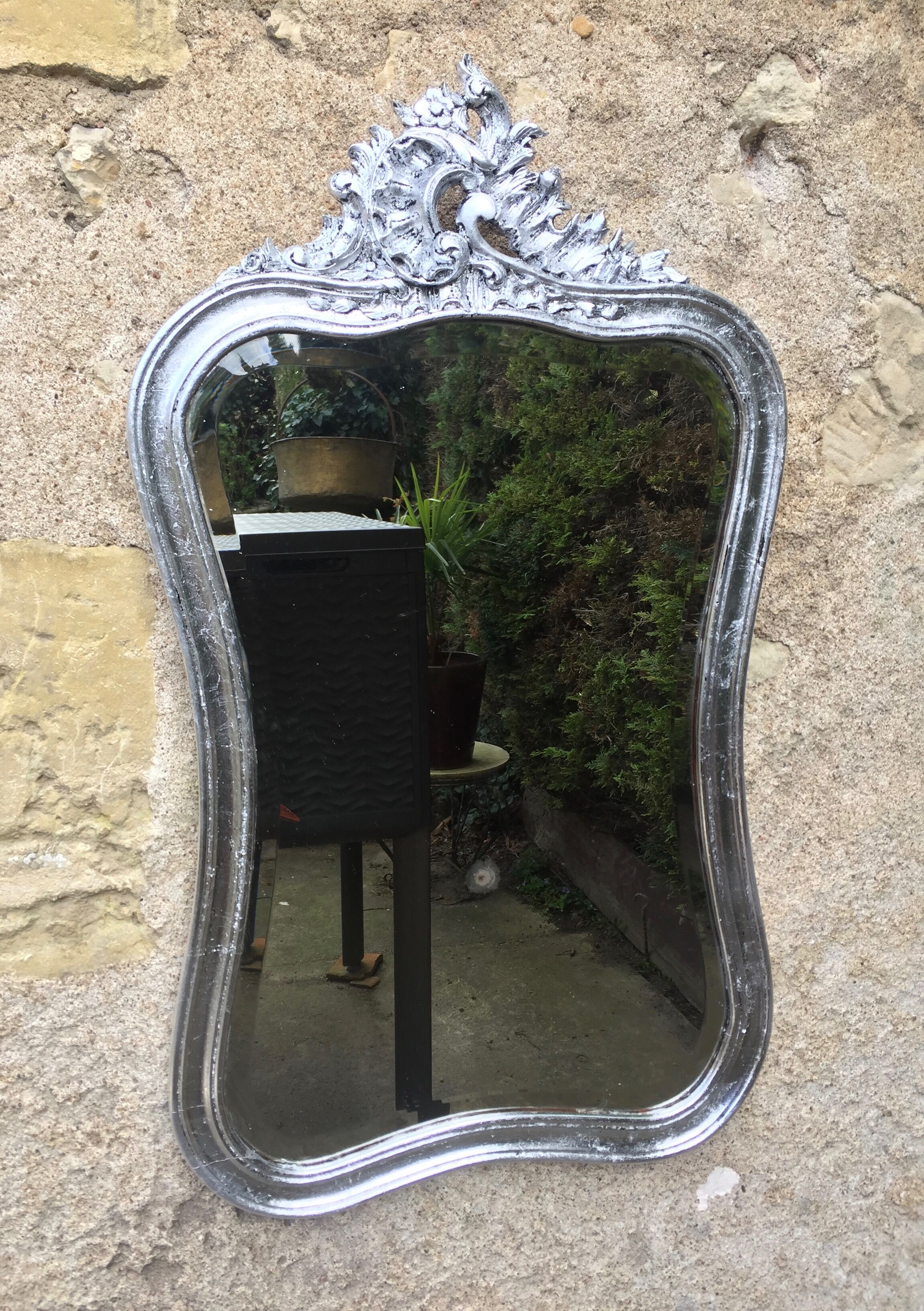 Mirror carved silver 81 x 46 cm