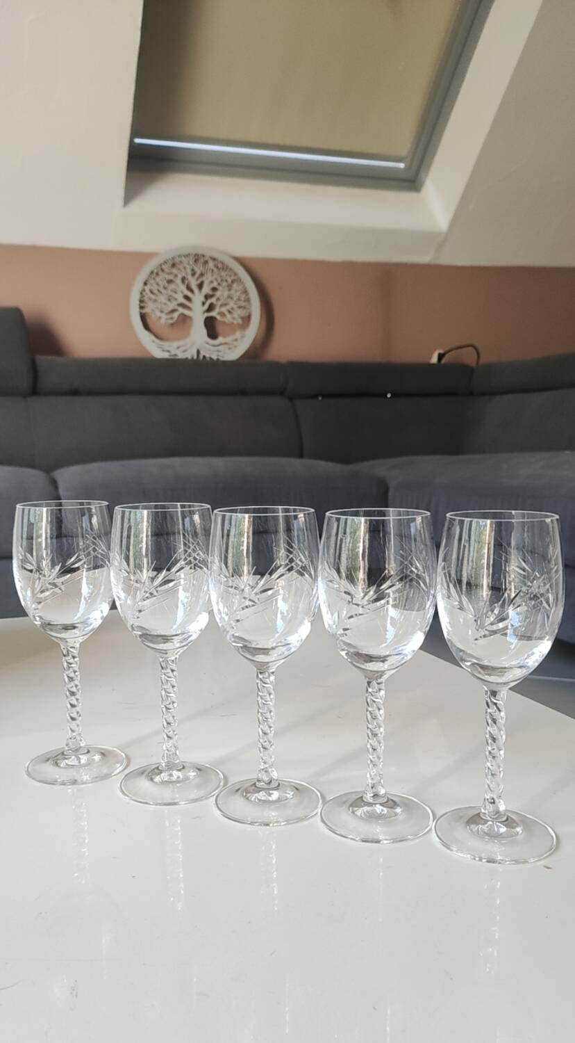 Lot of 5 x Small White Wine/Port Glasses Fleury Epi. Arques Crystal 12cl