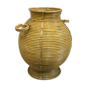 Rattan amphora vase