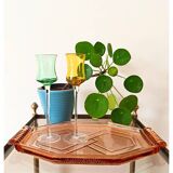 Plateau en verre rose Art Déco