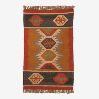 Tapis Kilim tissé à la main en jute, tapis, 75 x 120 cm