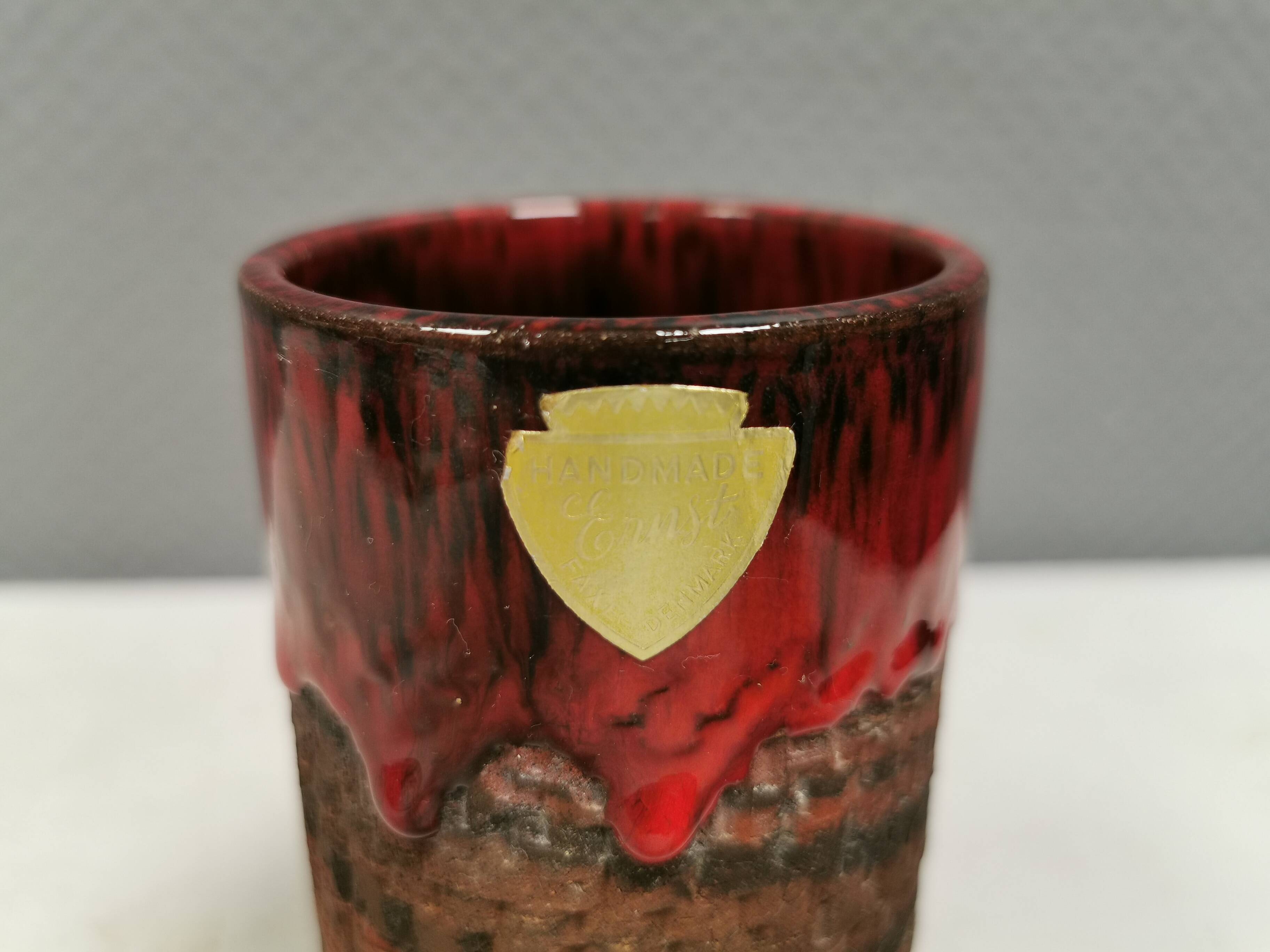 Vase with run-glaze, Denmark, 1970s. Made by Ernst Faxe