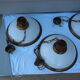 Suspension in white opaline, its edge in aged brass