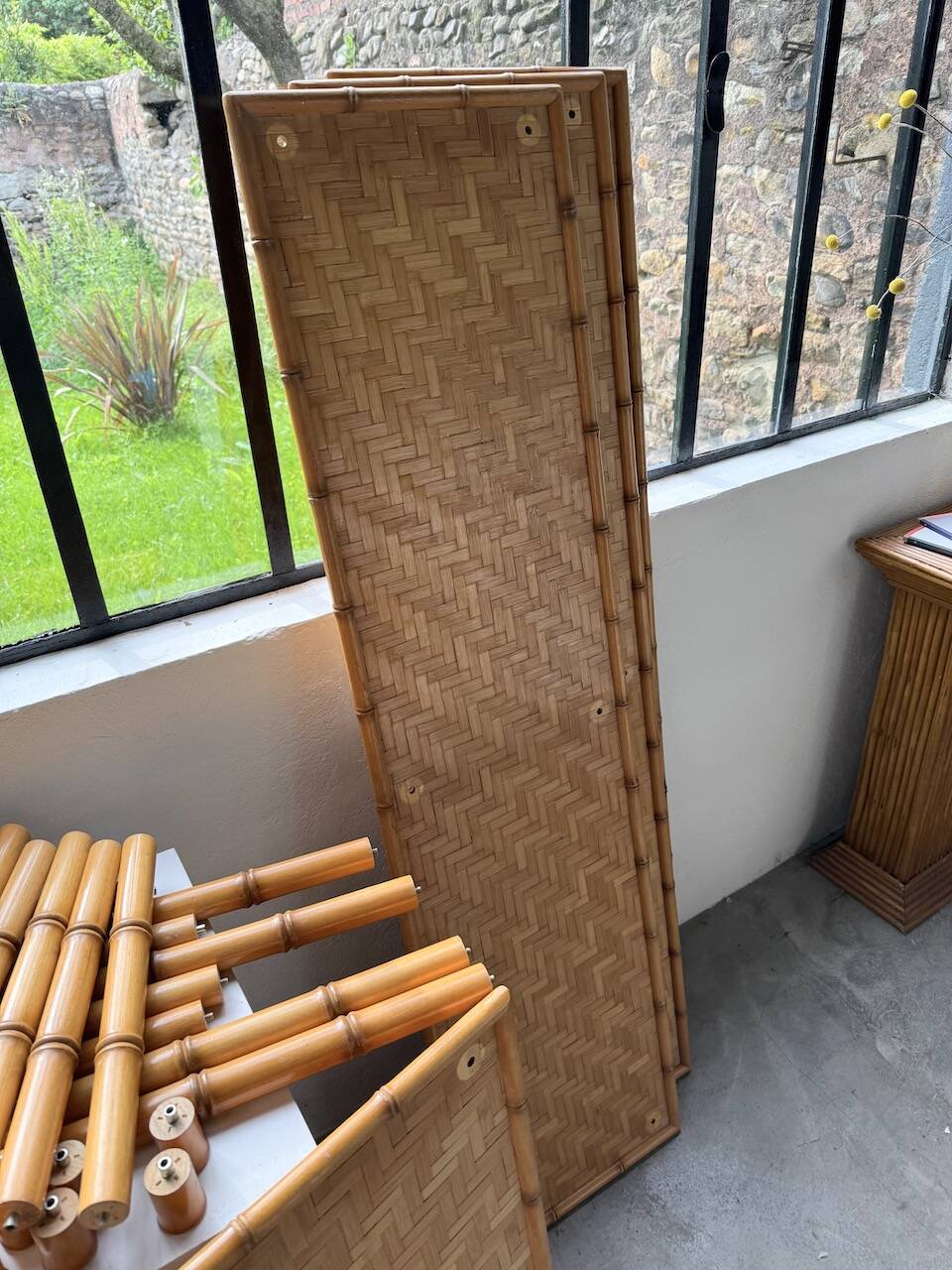 Large rattan shelf 1960