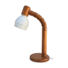 Lampe articulée en pin et opaline