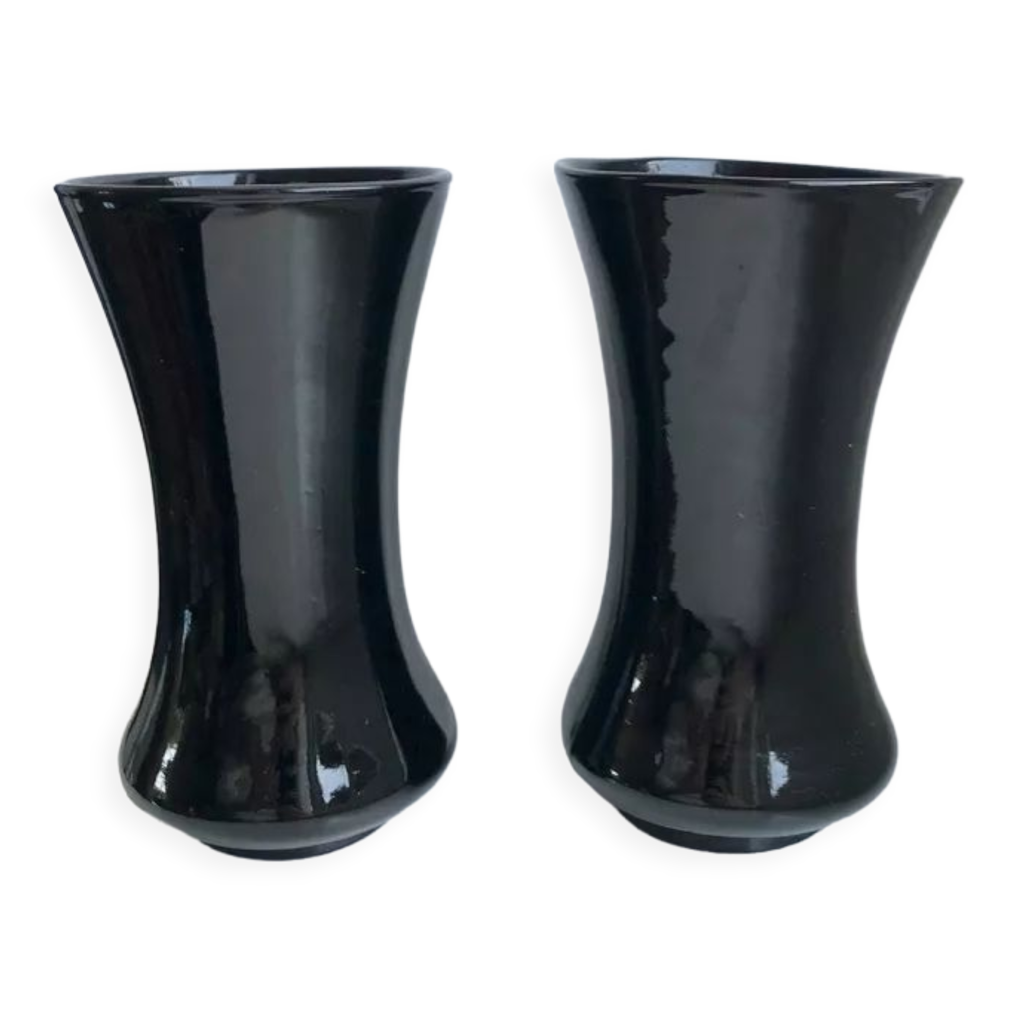 pair of black opaline vases early twentieth century