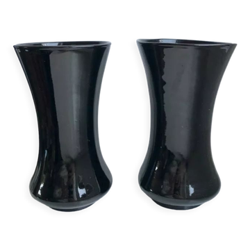 pair of black opaline vases early twentieth century