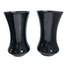 Paire de vases en opaline noire début XXème