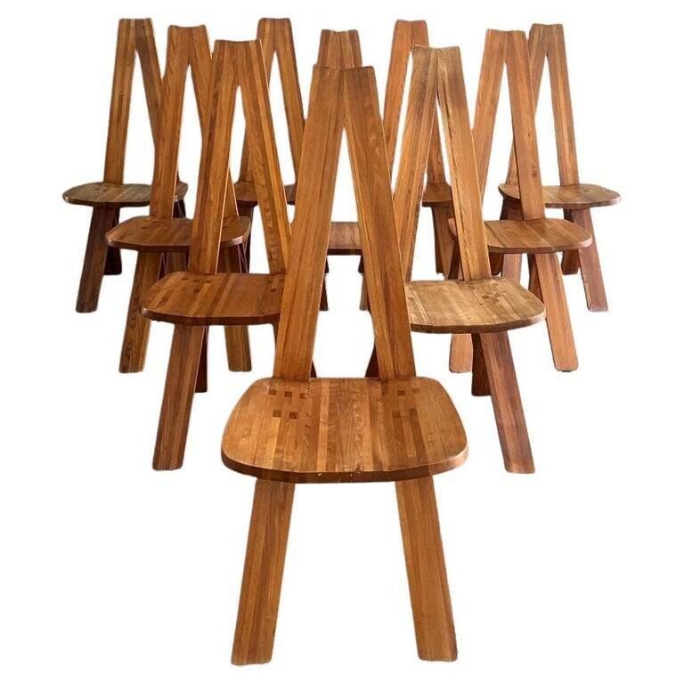 Chaises S45 Pierre Chapo vintage orme massif 1970