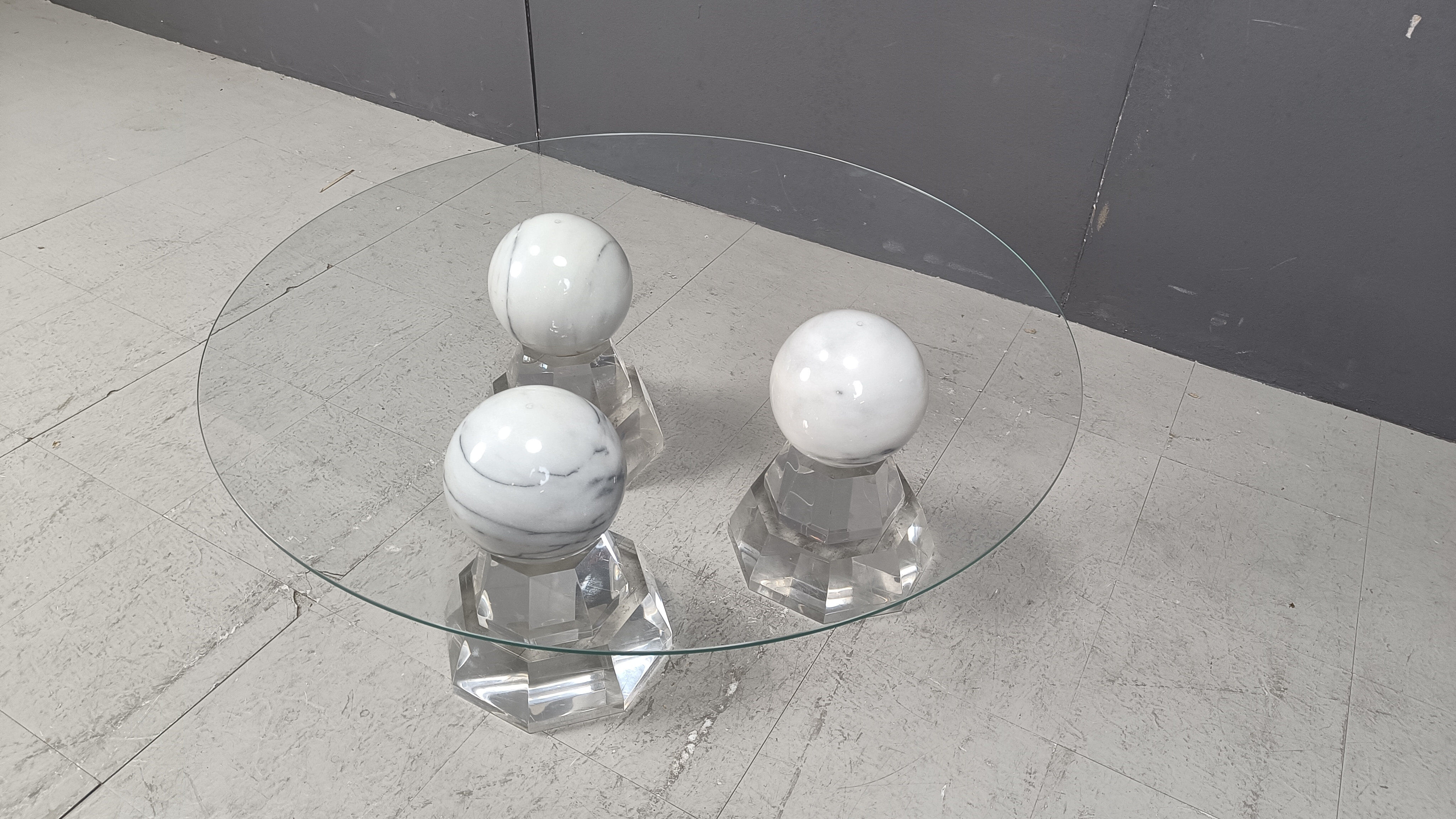 Marble sphere coffee table by Roche Bobois, 1980s