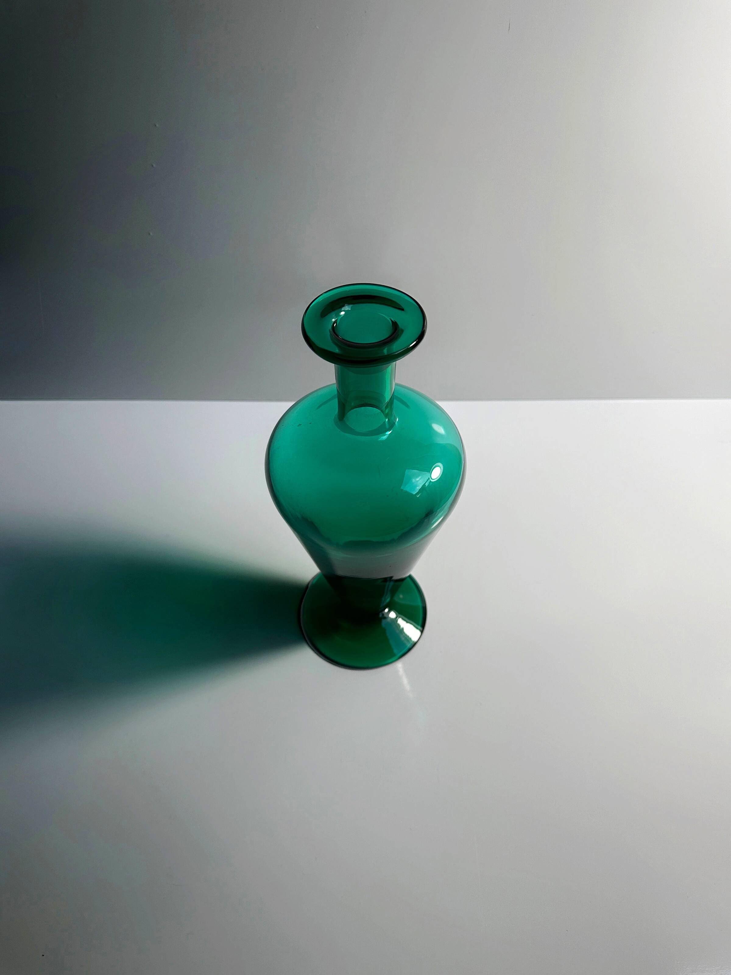 1990s Postmodern Flower Vase Green Swedish Amphora
