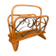 Vintage Wood and Brass Magazine Rack, 1930s