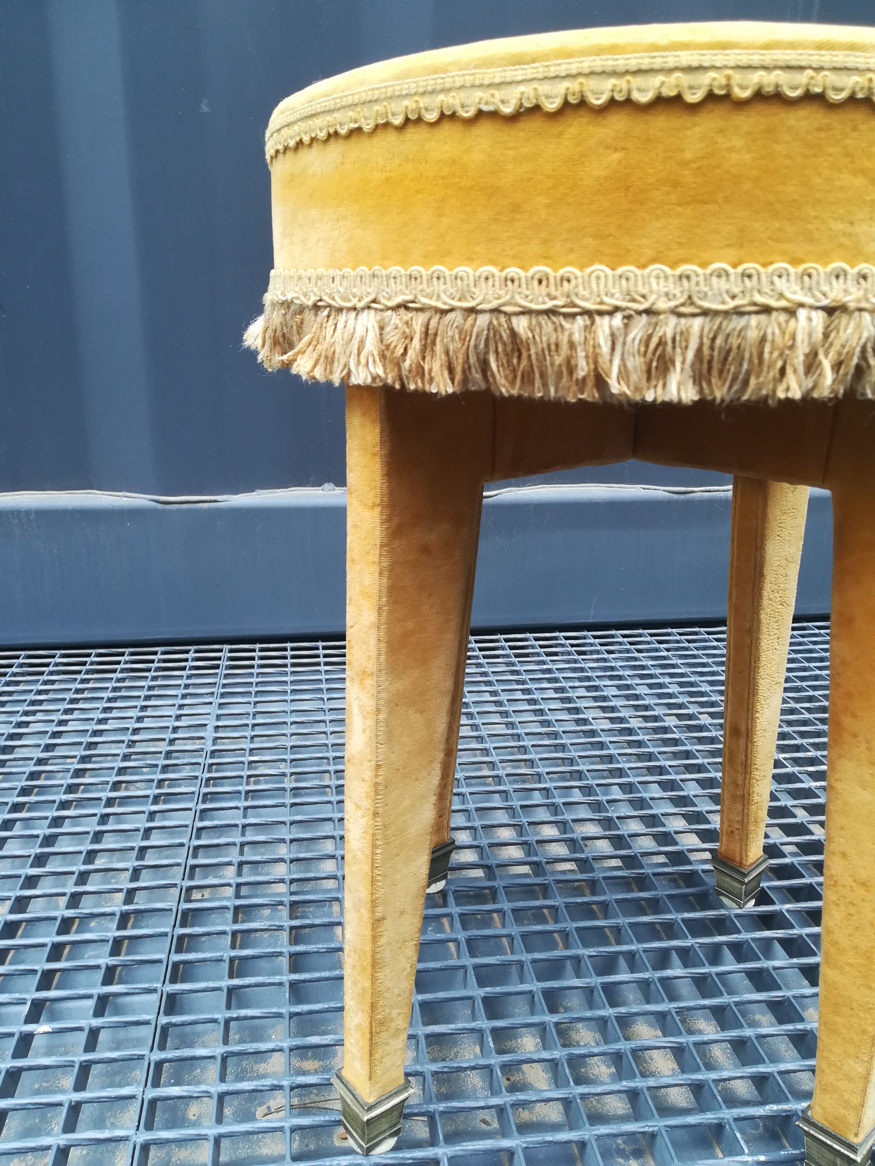 Wooden and gold velvet stool