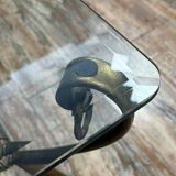 Coffee table in gilded brass and glass