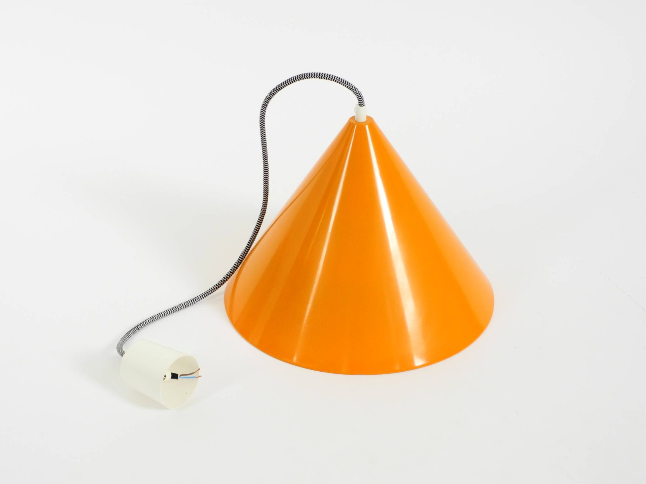 Original 1970s orange metal pendant lamp by Louis Poulsen model Billiard
