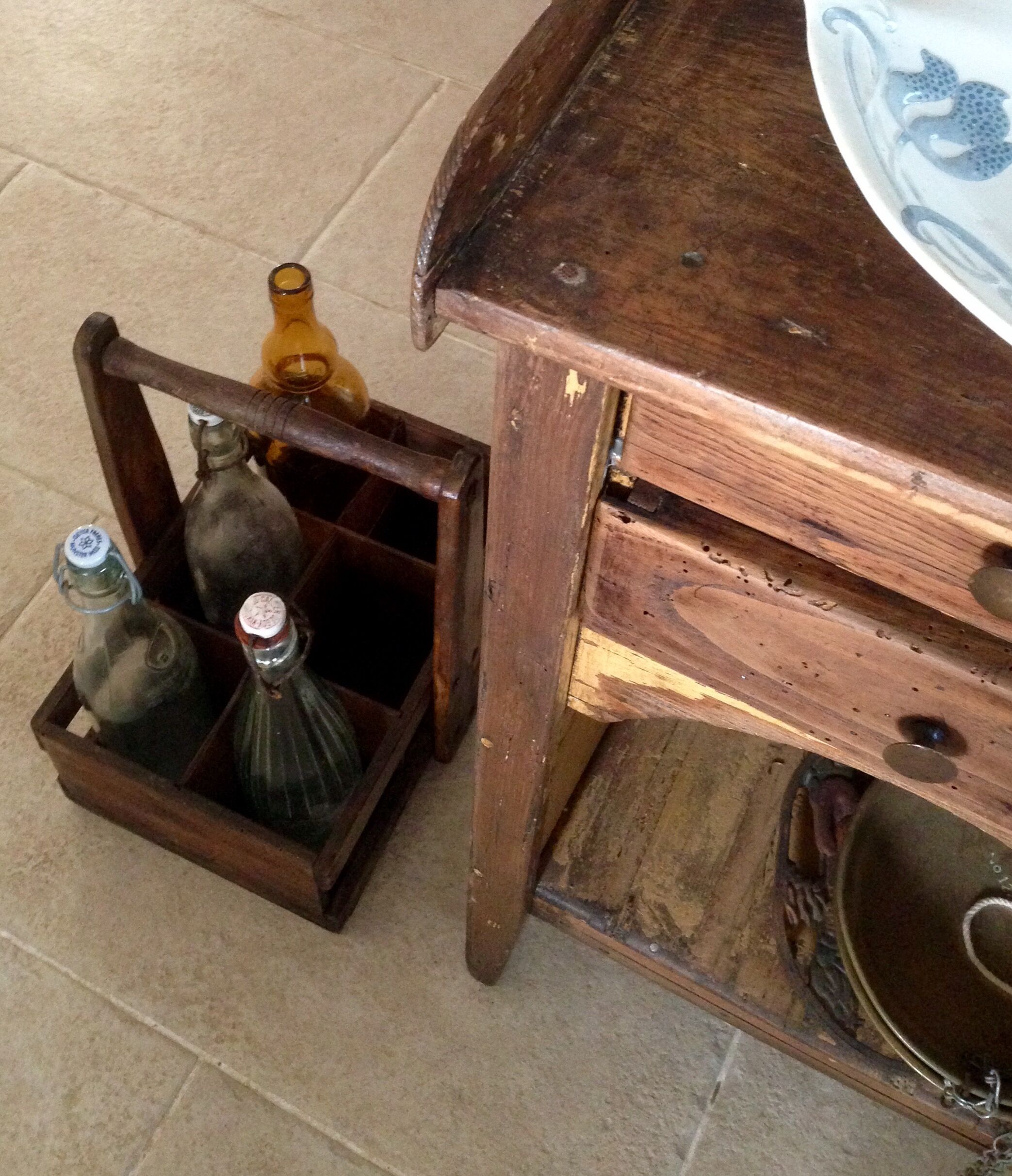 Old bottle wooden door