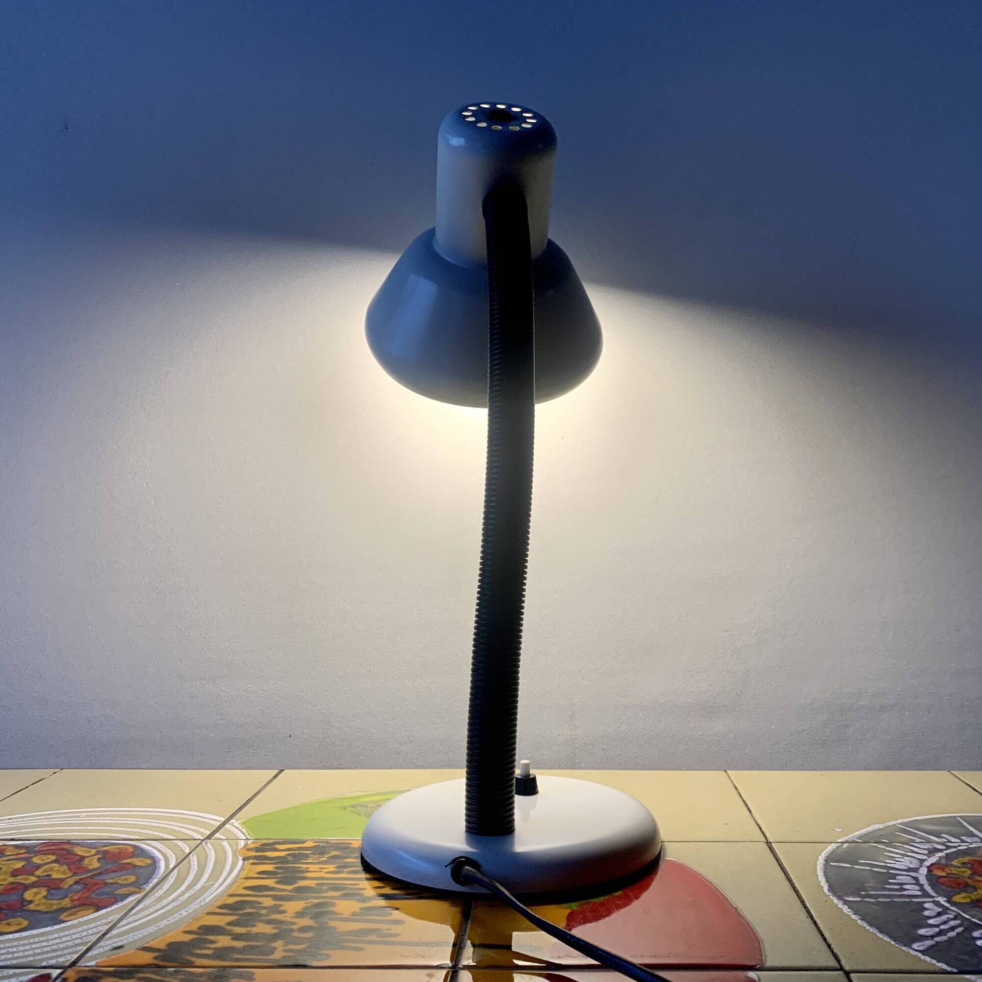 Vintage white and black metal desk lamp