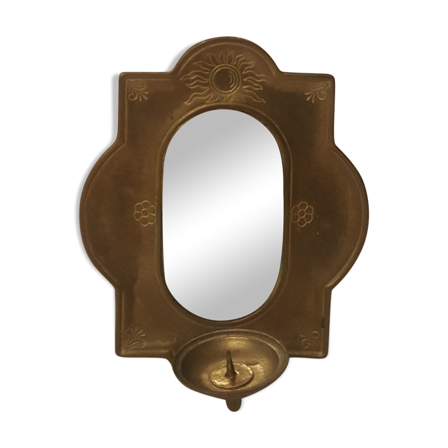 Candlestick mirror made of solid brass