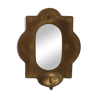 Candlestick mirror made of solid brass