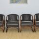 Set of bamboo armchairs with leather seats, 1970s