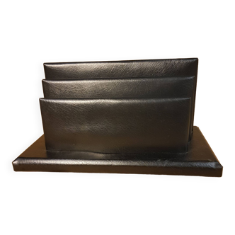 Black leather mail holder