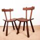 Brutalist pair of chairs in Elm in the style of Jean Touret 1950.