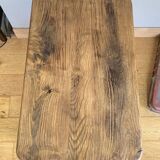 Old coffee table in solid oak and walnut from the 19th century, one belt drawer