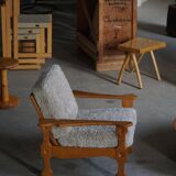 Modern Danish, Pair of Lounge Armchairs in Oak and Lambswool, Henning Kjærnulf, 1960s