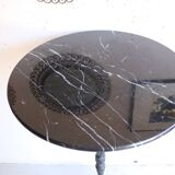 Antique bistro pedestal table in cast iron and veined black marble