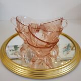 Set of 6 Vereco pink glass cups