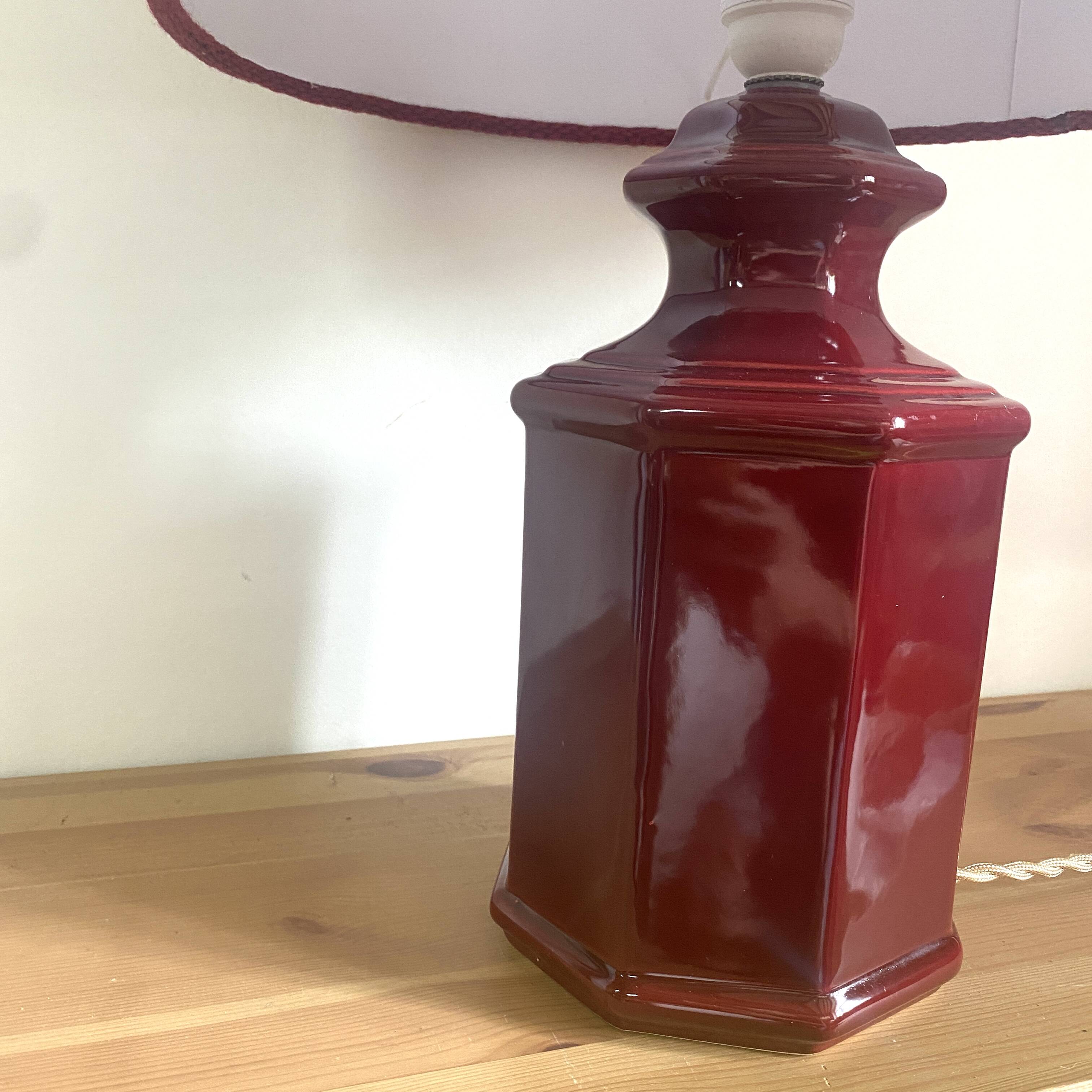 Upcycled vintage lamp - upcycling - Bordeaux ceramic