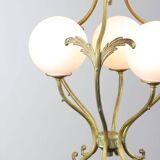 Antique Italian Brass and Opaline Chandelier