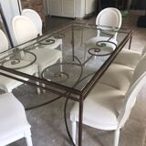 Table  fer forgé bronze et verre