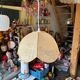 Vintage woven straw bell pendant light