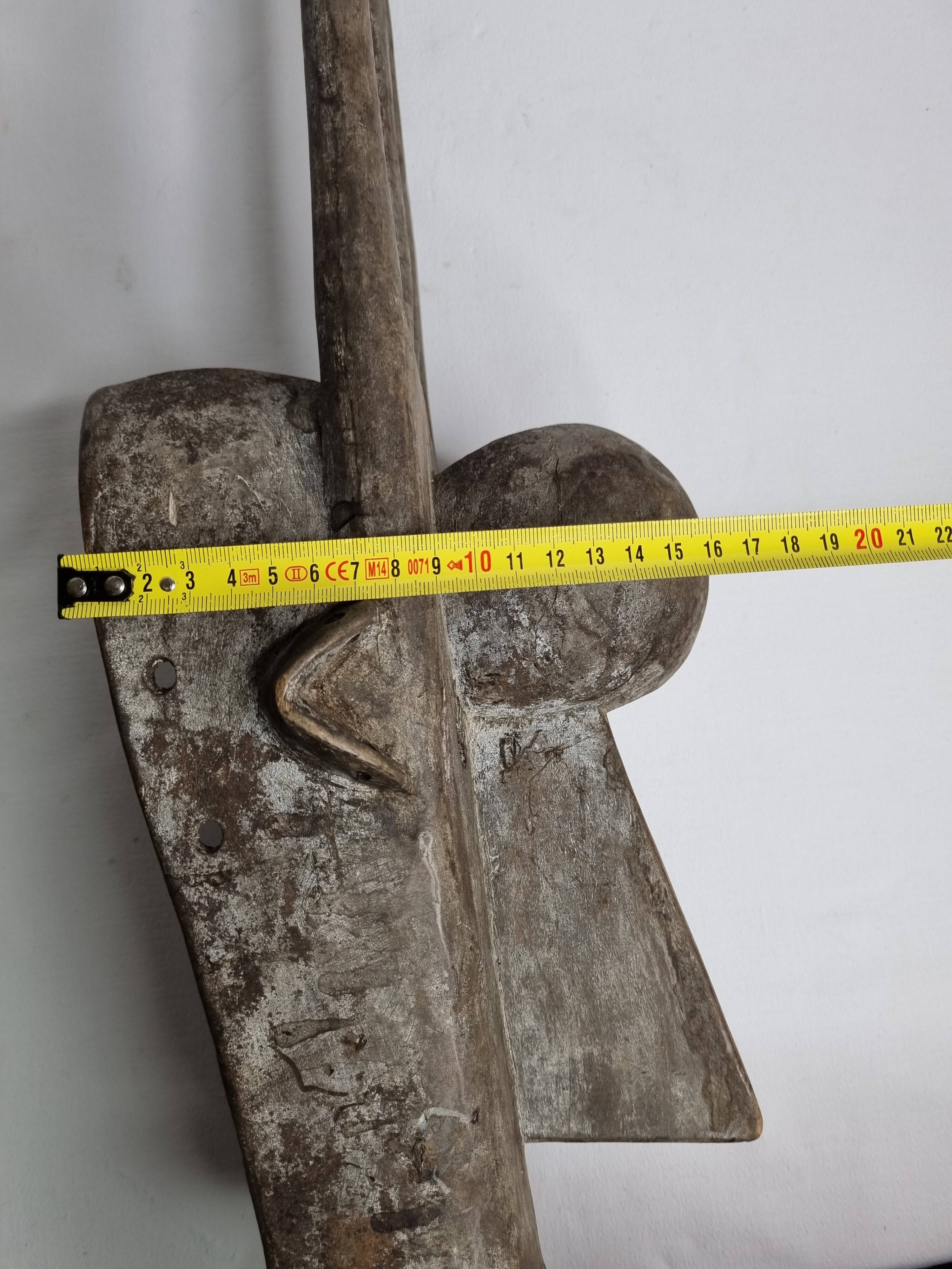 N'Tomo Bambara Mask, Mali, Carved Wood, Antique Patina, 20th Century, 64 cm